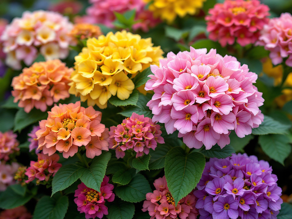 Lantana: These trailing flowers feature clusters of multi-colored blossoms, ranging from yellow to pink and purple.