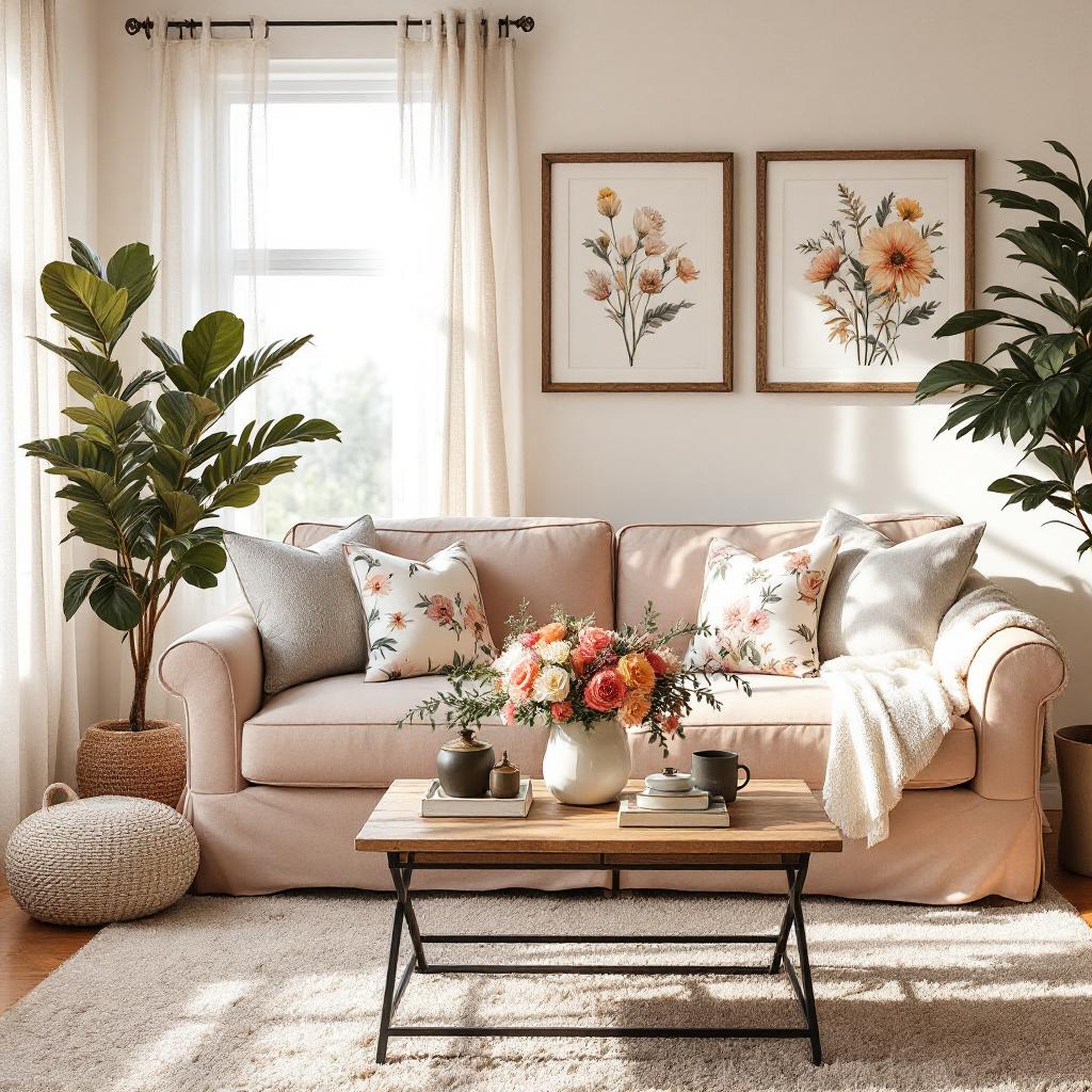 Creating a Cozy Living Room Atmosphere with Floral Decor