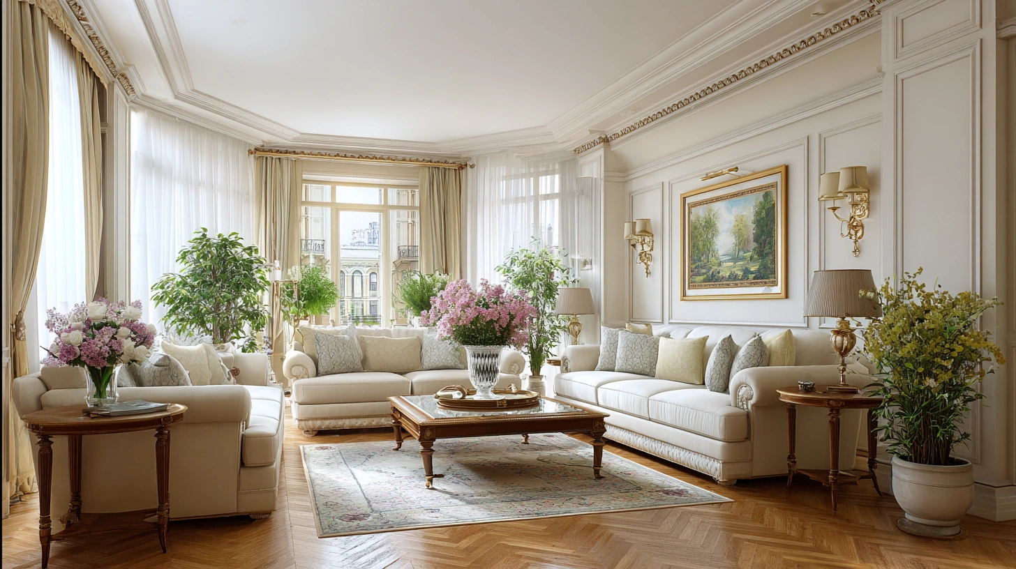 Creating a Timeless Living Room: Classic Style Interior Design and Perfect Flower Arrangements